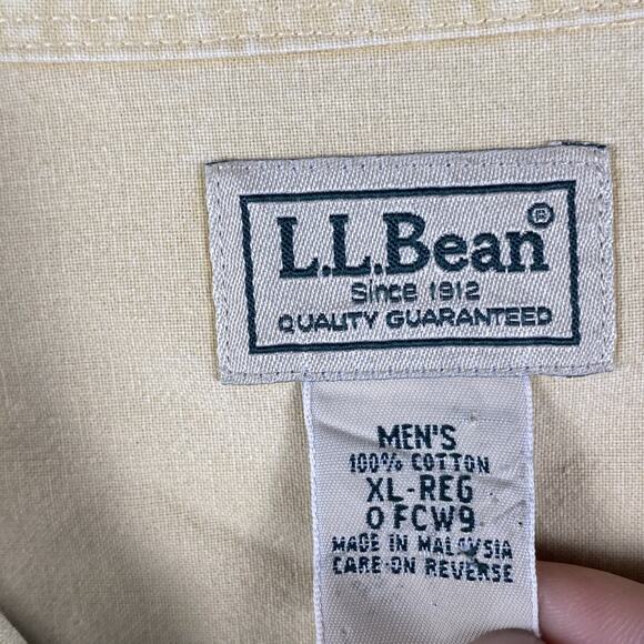 LL Bean Mens XL Regular Short Sleeve Cotton Work Shirt Khaki Field Utility - Picture 2 of 5